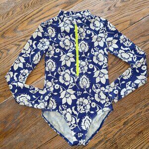 BODEN blue floral rashguard /8/9 kids
